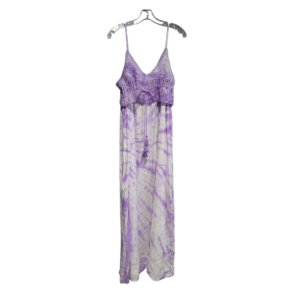 Raviya Smocked Purple and White Maxi dress, Swim Coverup.  LARGE - Picture 4 of 8